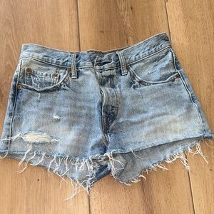 Levi's Distressed Light Blue Jean Shorts